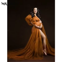 maternity dresses for photo shoot tulle outfit long kimono pregnancy gowns woman puffy maxi robe