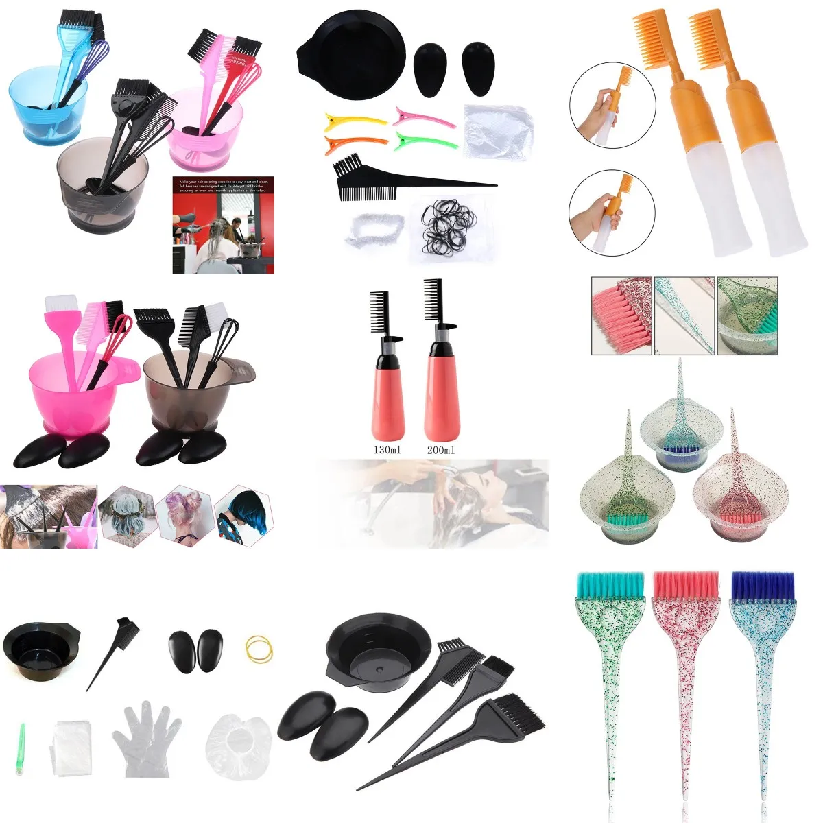 

1pc/set Hair Dye Tools Barbershop Home Hairdressing Accessories Hair Brush Satin Cap Toning Bowl Hair Stylist Coloring Hair Tool