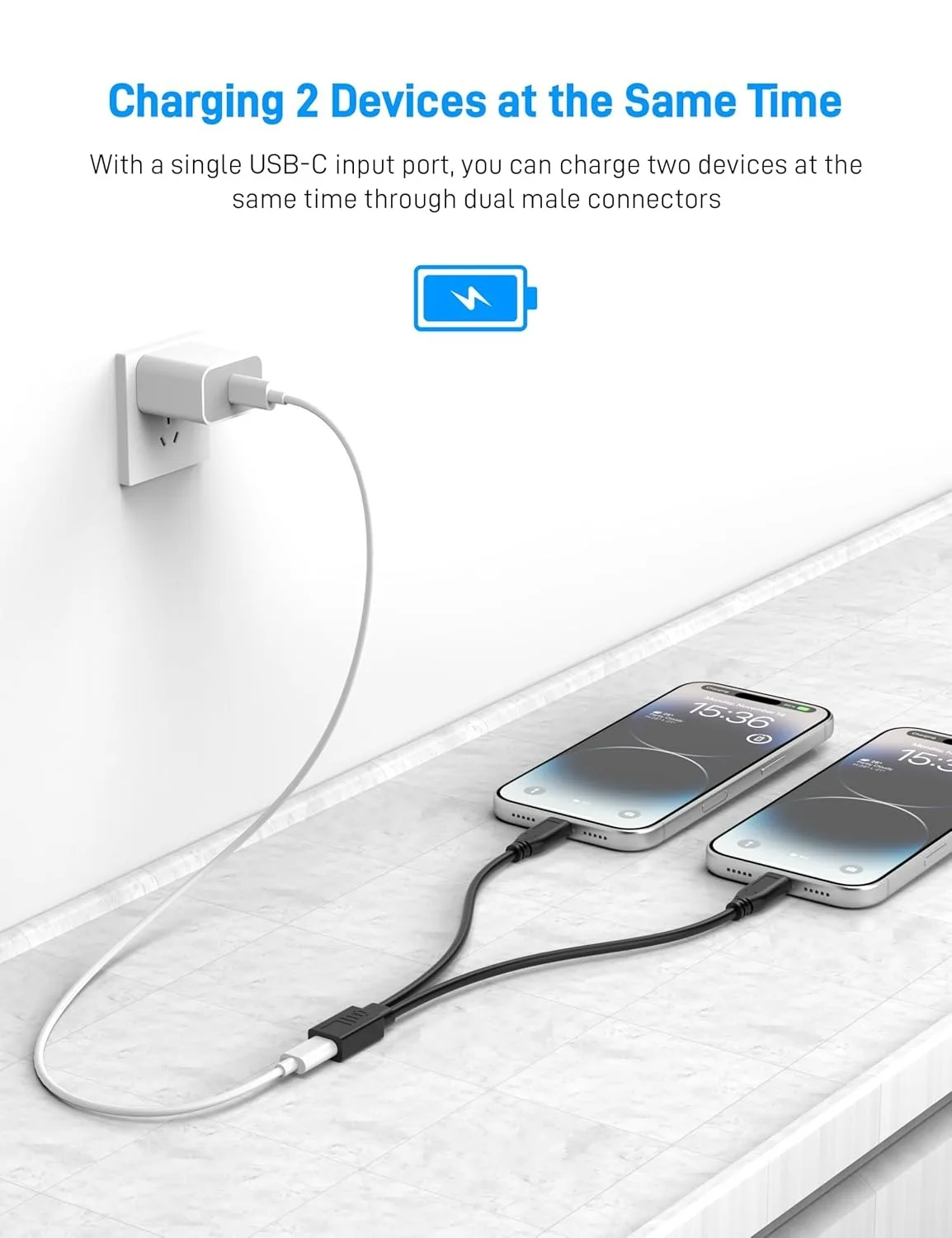 Фото Многопортовый кабель-разветвитель Type-C: USB-C (женский) на 1/2/3 Type-C (мужской), 3A, для зарядки (только для зарядки, без синхронизации данных) №2
