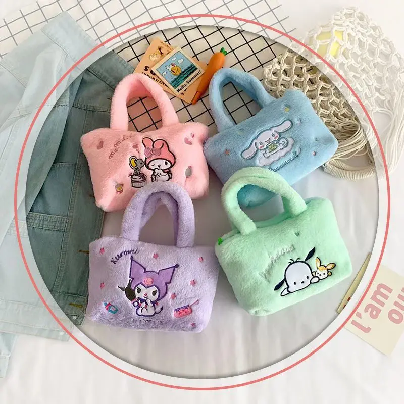 

Kawaii Sanriod аниме хобби Cinnamoroll My Melody Kuromi новая плюшевая сумка женская осенняя и зимняя мягкая милая сумочка на молнии стиль