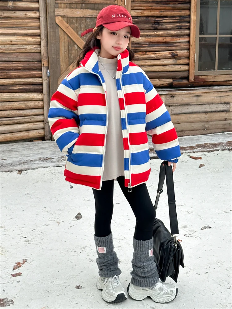 Хлопковая стеганая куртка для девочек Fried Street новинка зимы 2024 детское утолщенное