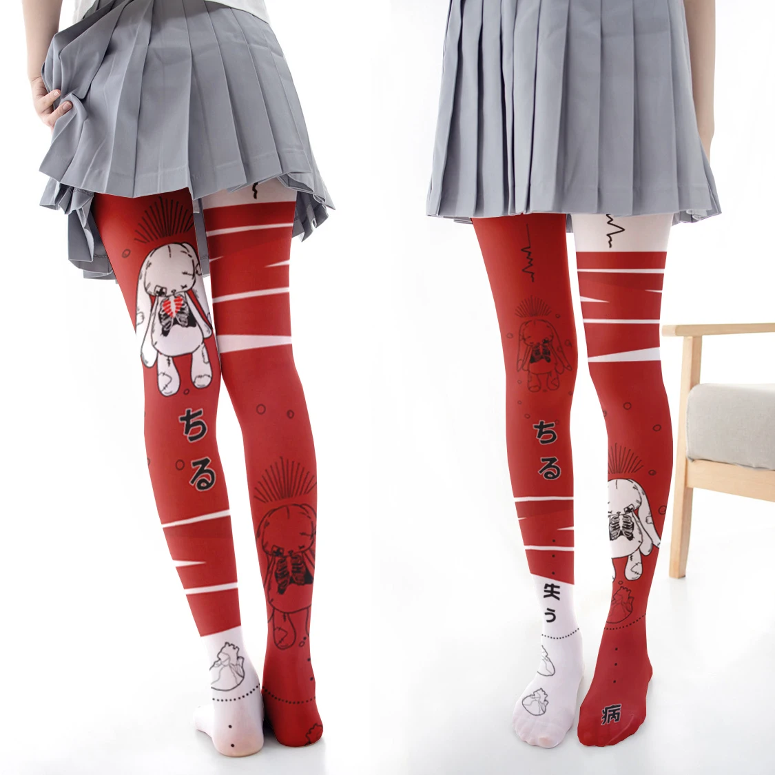 

Lolita Two-Dimensional Pantyhose Female Japanese Cartoon Cat Rabbit Cat Paw Print Tight Stockings Thin Nylon Cute Girl Leggings