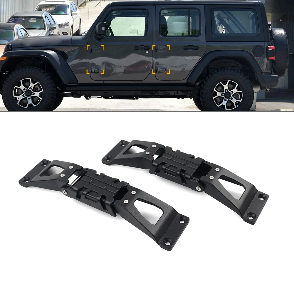 2 шт. автомобильные дверные петли подножки педаль черная сталь для Jeep Wrangler JL Gladiator