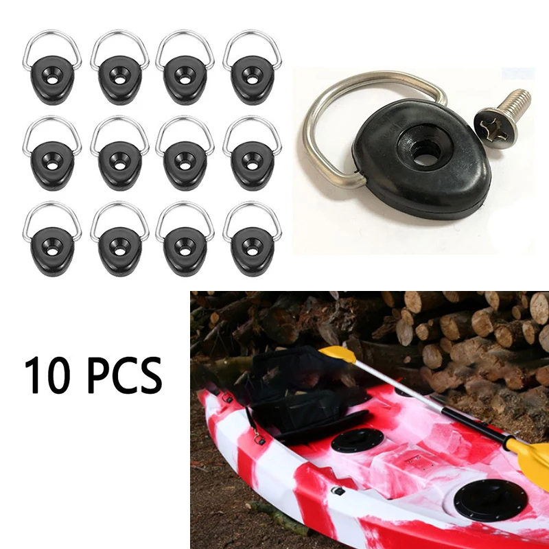 

10pcs Portable Nylon Kayak Canoe D-Tie Screw Canoe Boat Deck Accessories Nylon Rope Buckle Kayak D-Ring
