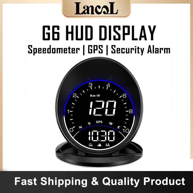 

G6 Car HUD Display GPS System Head Up Display Speedometer Car Projector With Compass Security Alarm Car Electronic Accessories