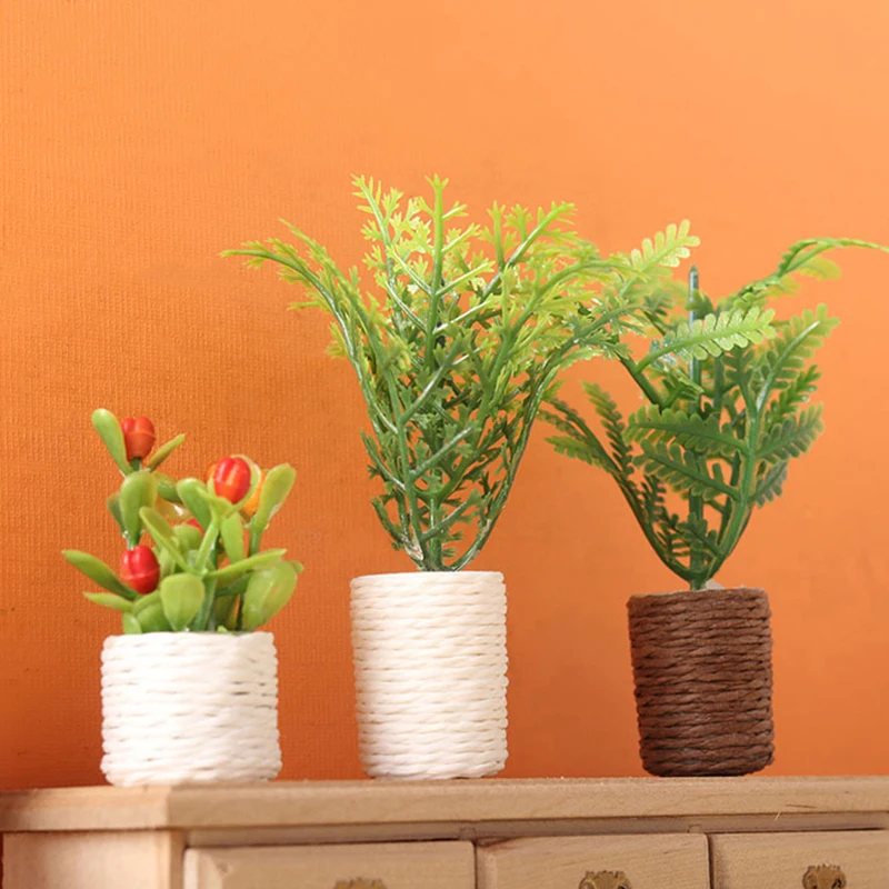 

1:12 миниатюрный кукольный домик в горшках, кленовое дерево, бонсай, зеленые листья, цветочный горшок, модель для кукольного дома, садовый декор, детские игрушки, подарок