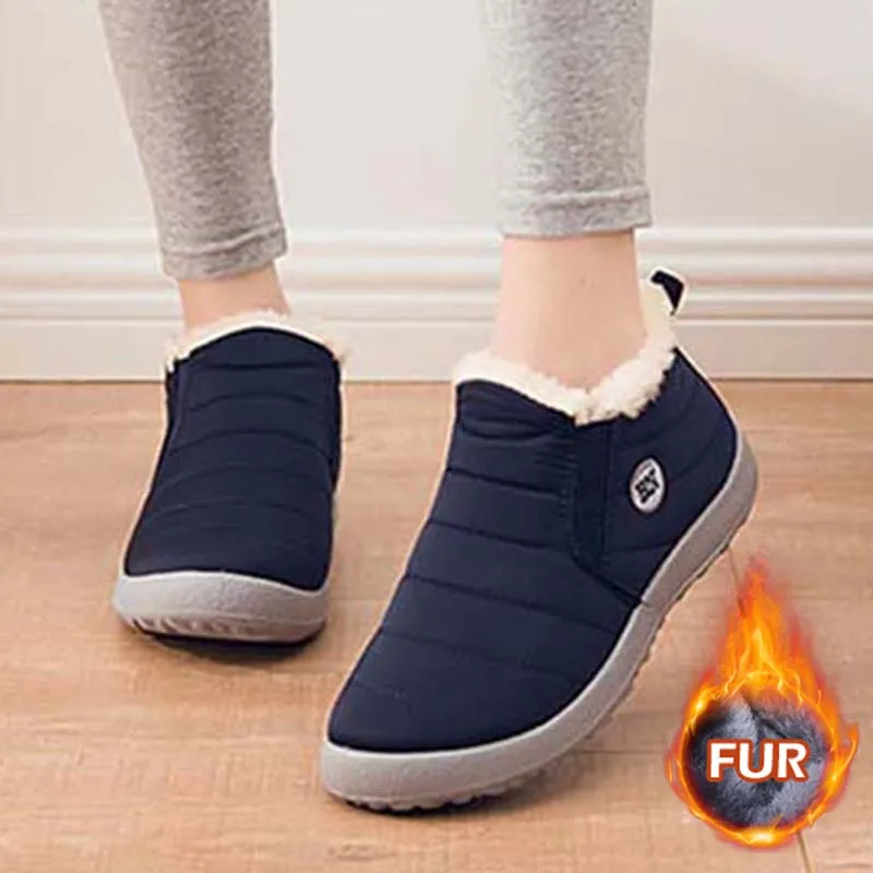 

Женские Водонепроницаемые кроссовки на платформе, теплые однотонные сникерсы на плоской подошве, до щиколотки, зимняя обувь