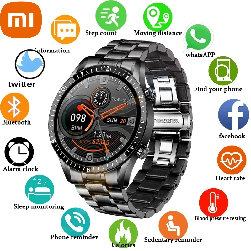 

XIAOMI New Full Circle Touch Screen Steel Band Luxury Bluetooth Call Men Smart Watch Waterproof Sport Activity Fitness Watch