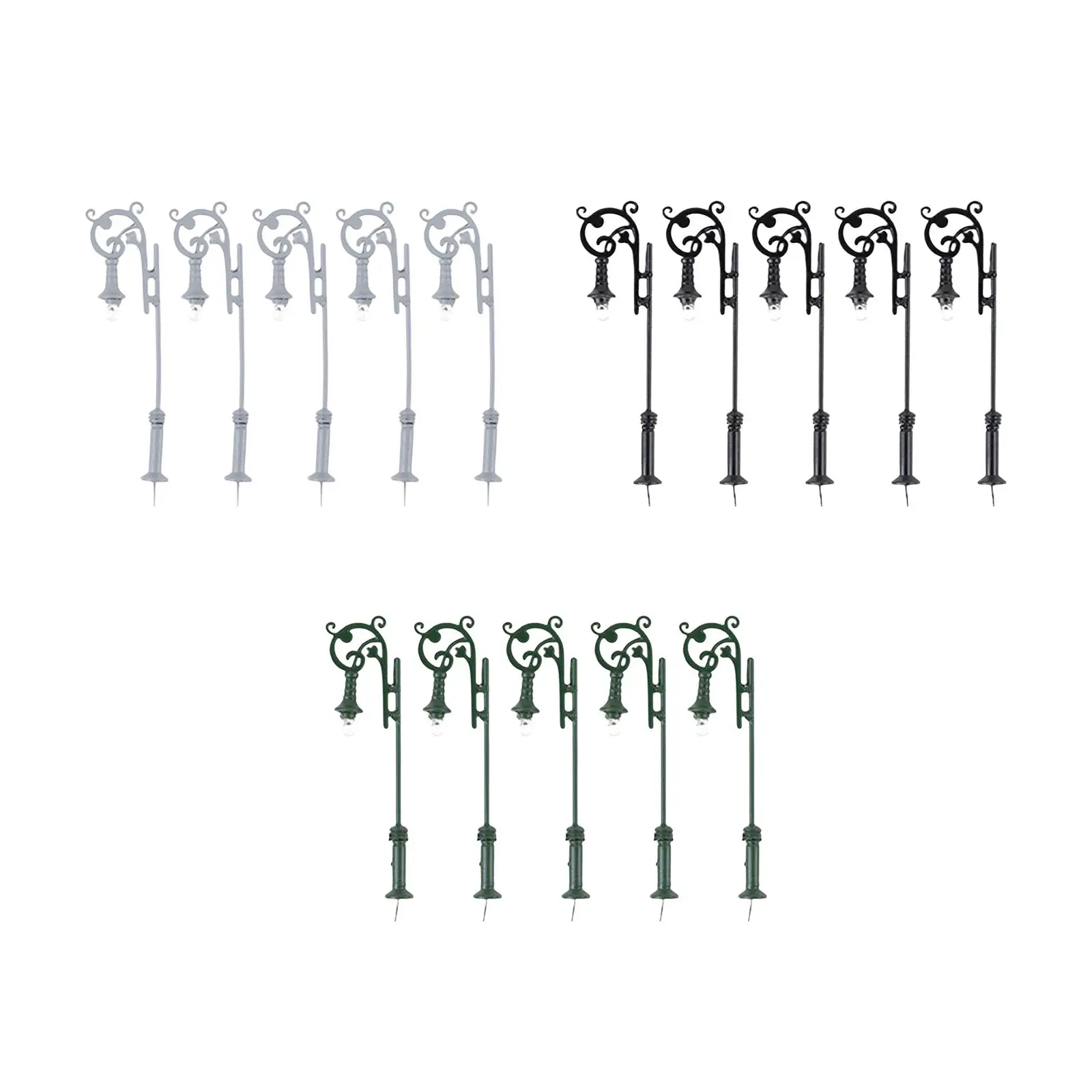 

5Pcs Outdoor Pathway Lantern Post 1:87 Dollhouse Decoration Train Post Lamps