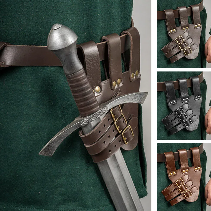 

Medieval Viking Sword Belt Sheath Adjustable Scabbard Holder Warrior Knight LARP Cosplay Accessory Leather Rapier Holster Frog