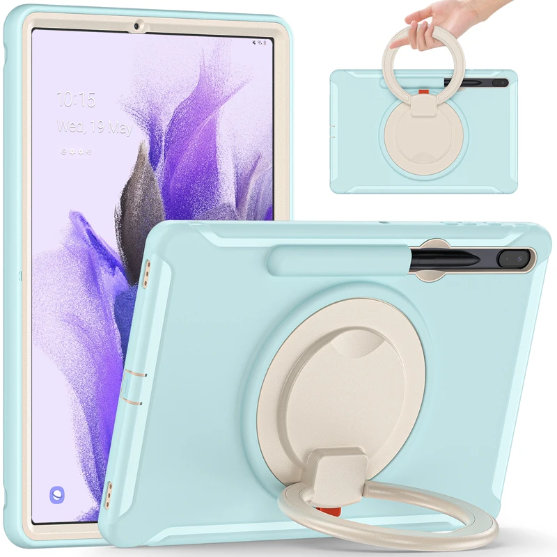 

For Samsung Tab S7FE T730 T735 Kids Colorful Case Shockproof Anti-fall Tab S7 T875 T870 Back Case With Pencil Holder PC Stand