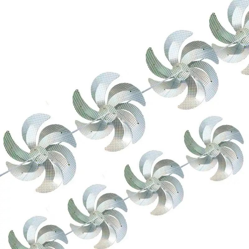 

Sparkly Pinwheels 8Pcs Hanging Windmill Wind Spinners String 32.8ft Reflective Pin Wheels Bird Reflector Sparkly Garden Decor
