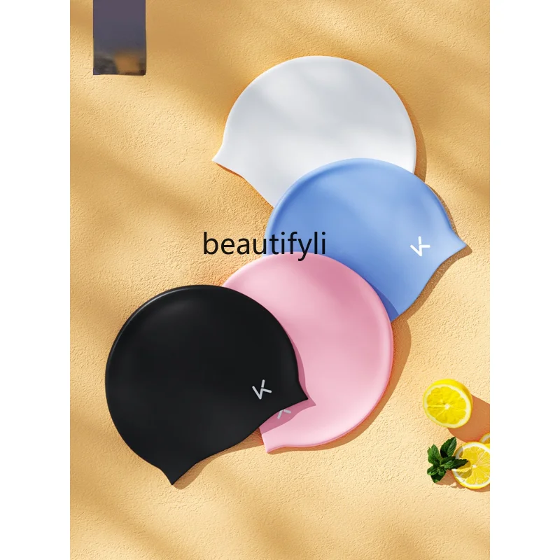 

Swimming Cap Women's Silicone Waterproof Not Squeezing Head Ear Protection Men's Swimming Cap Big Head Circumference Hat