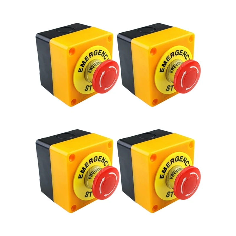 

4Pcs Red Mushroom Emergency Stop Shut Off Push Button Switch No + Nc 22Mm Cnc Gecko