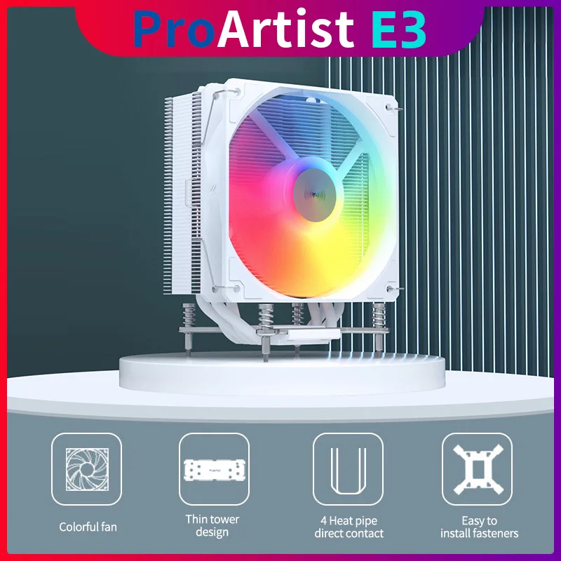 

ProArtist CPU Cooler Cooling Quiet Ventilador 4 Heat Pipes 120mm PWM 4Pin Fan Intel LGA 1200/1700 Low Noise PC Cooling Radiator