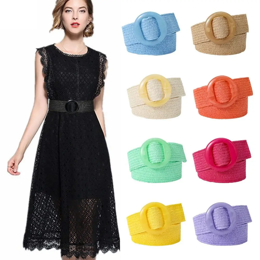 

Summer Casual Bohemian Elastic Braided Waistbelt Straw Belt Waist Belt Wide