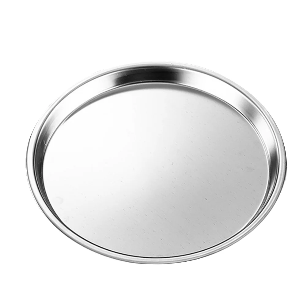 

Plate Plates Metal Steel Stainless Dish Tray Serving Camping Round Fruit Platter Foodsnack Dinner Pan Meat Pizza Steak