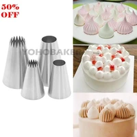 4pcs large size cookie round metal cake cream decoration tip stainless steel piping icing nozzle pastry tools baking tools