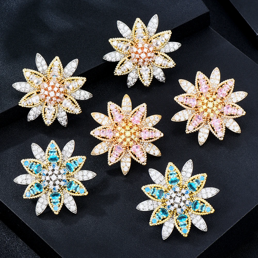 

Soramoore New Shiny Flowers Earrings For Women Bridal Wedding Girl Daily Surper Jewelry High Quality Facebook Ins Trendy Classic