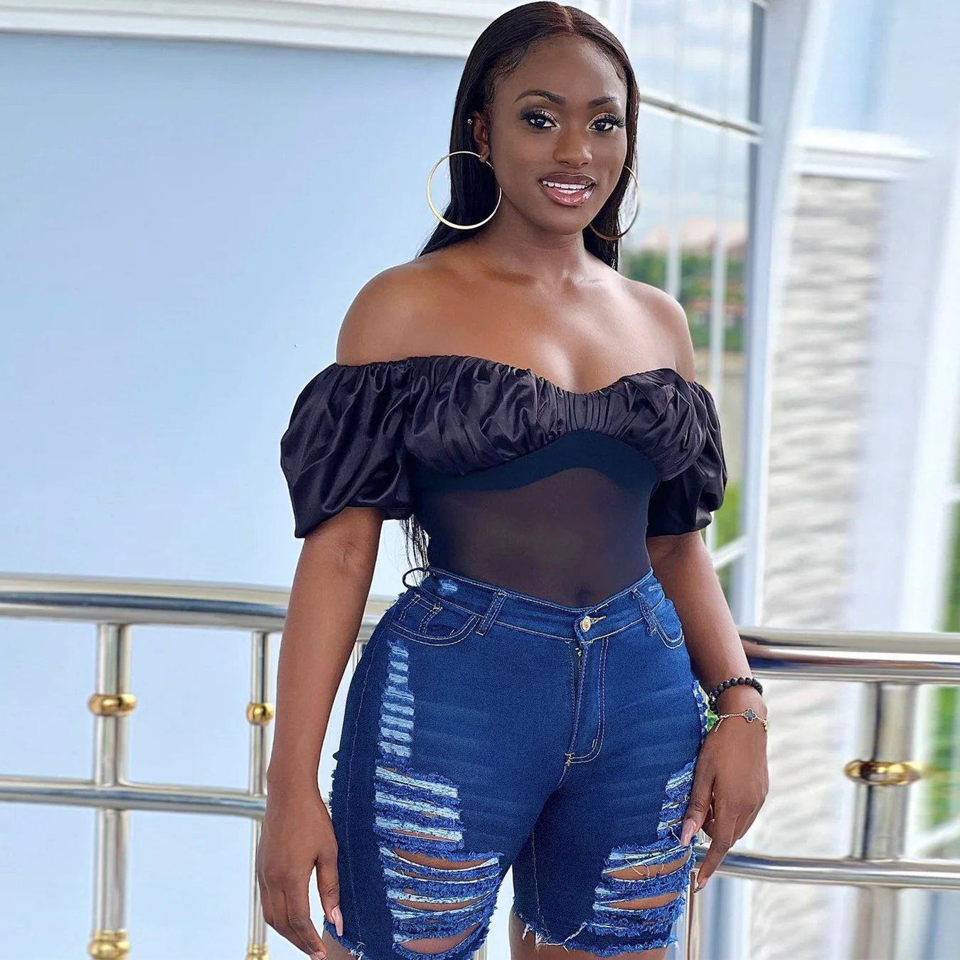 

2022 New Denim Shorts Women Fashion Ripped Tassel Tight Five-Point Shorts Washed Sexy Female Summer Thin Short Jeans