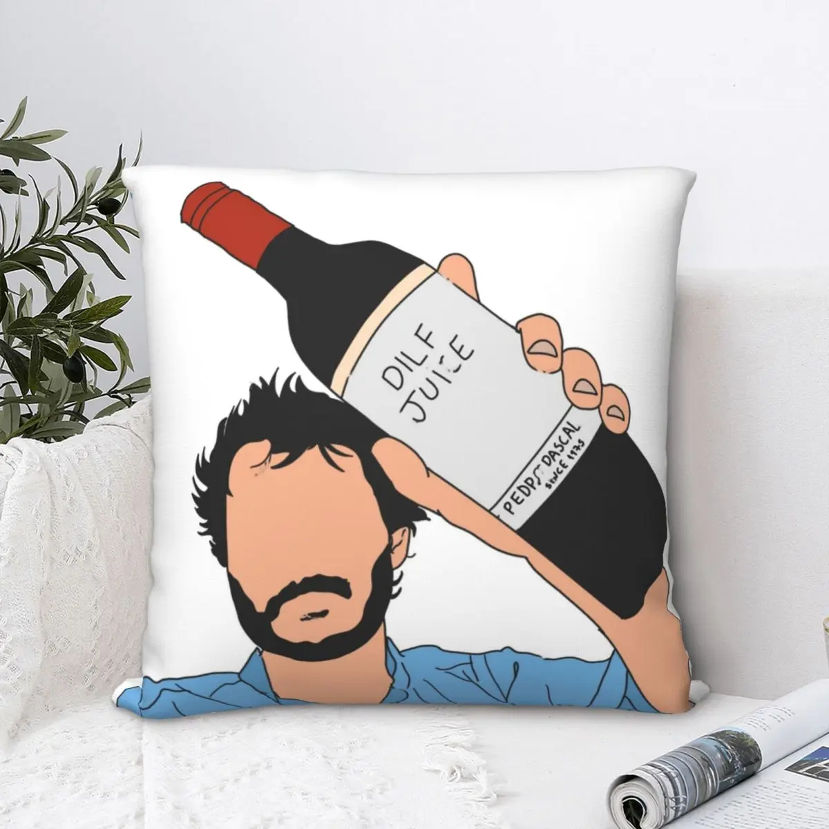 

Квадратная подушка Педро Паскаль бутылка сок чехол с двухсторонним принтом Наволочка на подушку на молнии для дома декоративный Чехол на п...