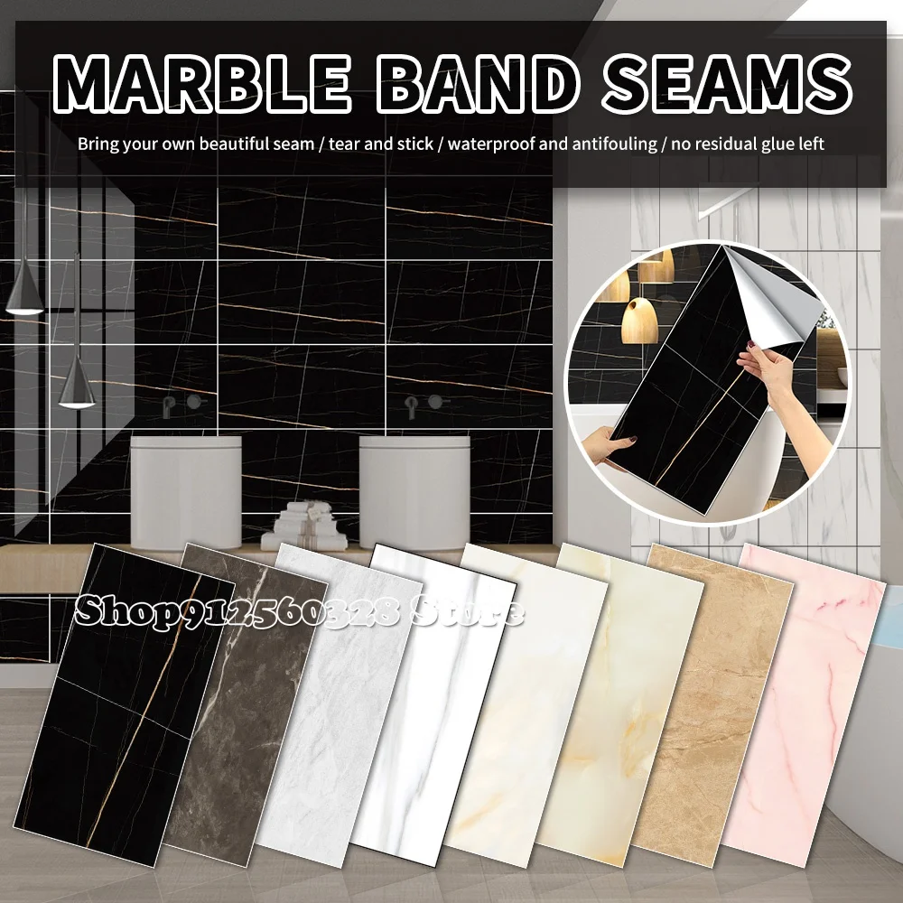 

Home Decor Marble Seam Self-adhesive Wall Stickers Removable Waterproof Tile Wallpaper Thick Marble Contact Sticker Transfom