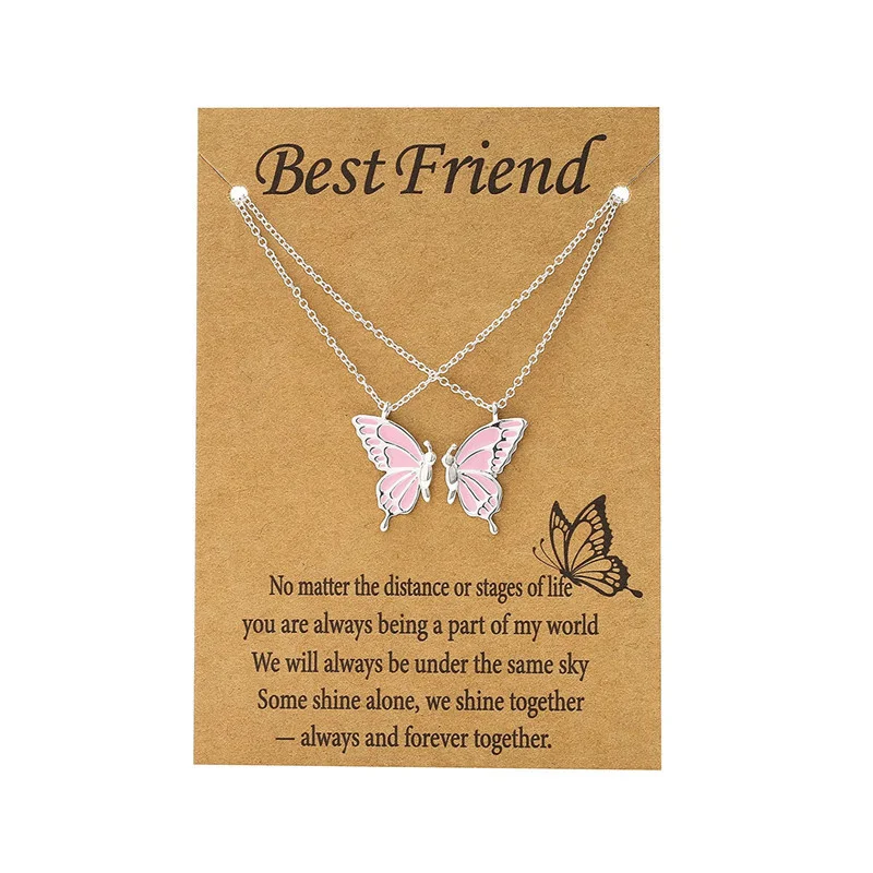 Лидер продаж корейское Ожерелье Дружбы в стиле бохо с бабочкой из двух частей