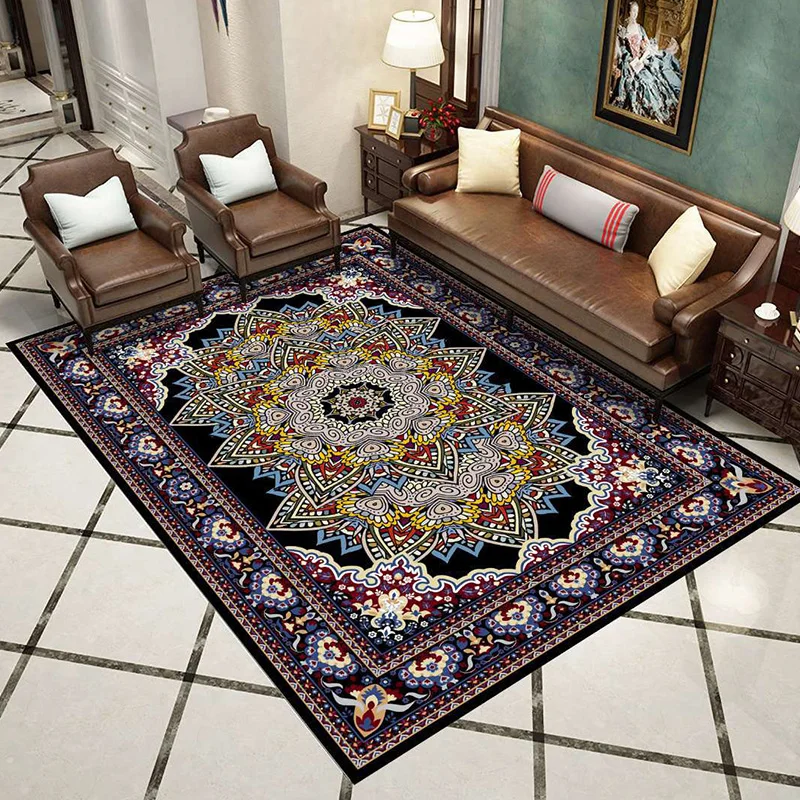 

Europe Persian Printed Floral Carpets Living Room Rugs Non-slip Bath Mat Home Thickend Carpet Entrance Door Mat Home Decoration