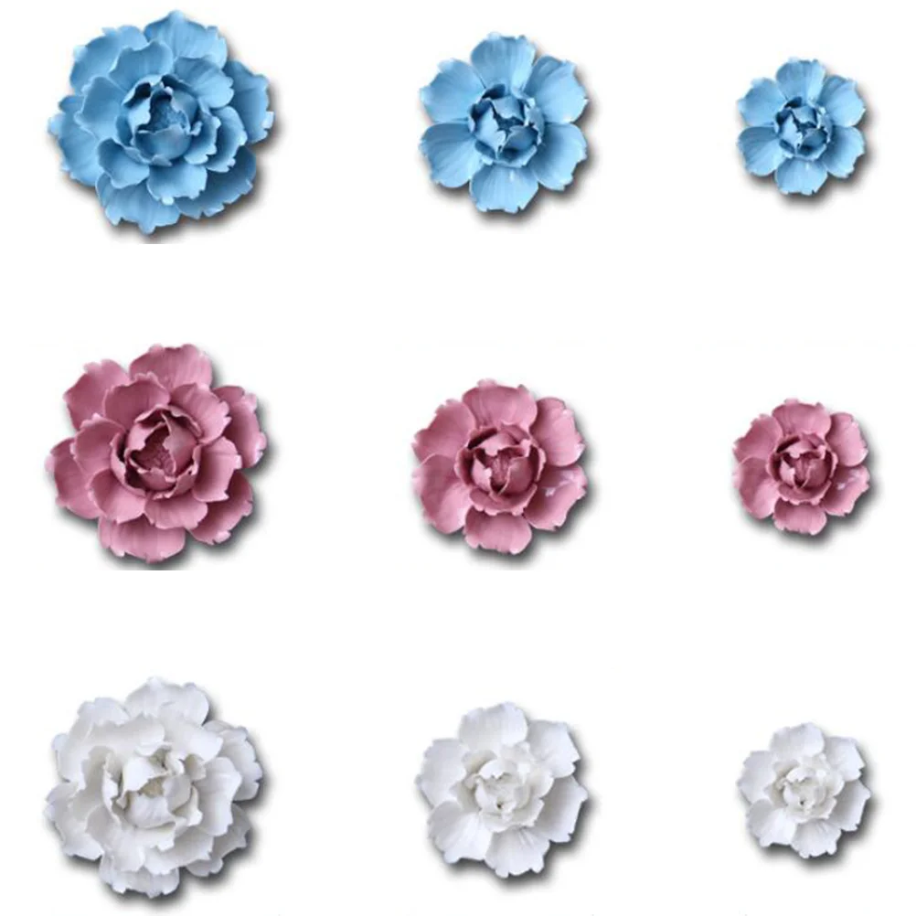 

Ceramic Flowers Wall Hanging Decor Artificial 3D Peony Wall Decor Decoration for Living Room Bathroom Home Hallway Bedroom