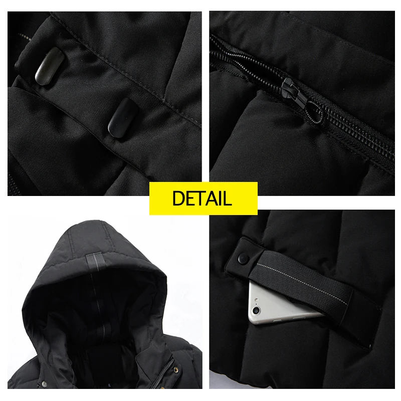 Varsanol Hooded Parkas Men's Winter Jackets Long Cotton Heave Jackets  Coats for Men Brand Bomber Jacket Thick Parka -20 Degree