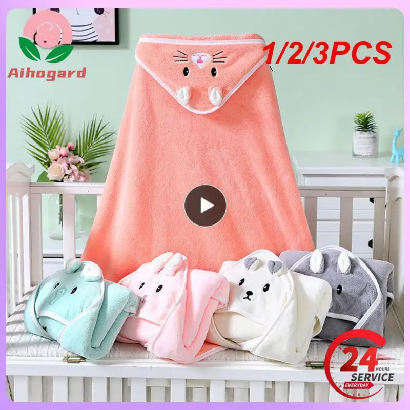 

1/2/3PCS Children Hooded Bath Towel Cute Soft Coral Velvet Fleece Blanket Cartoon Animal Style Newborn Bathrobe Quilt Washcloth