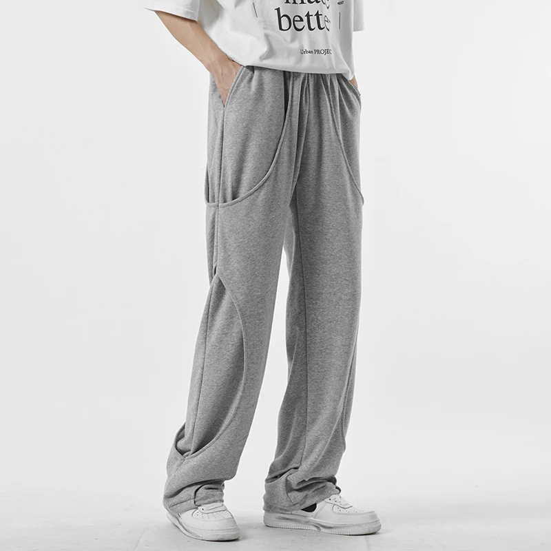 

Harajuku Solid Color Double Layer Joggers Sweatpants for Men and Women Drawstring Streetwear Oversized Casual Trousers