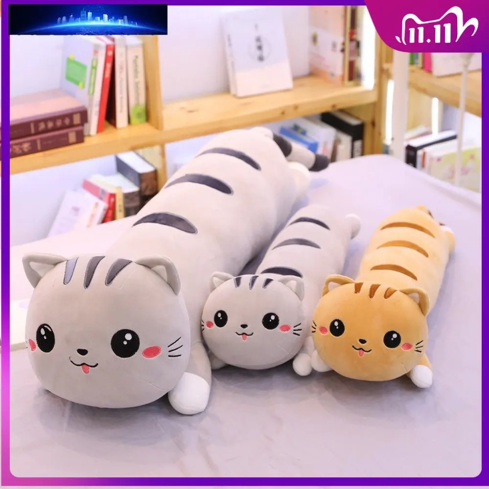 

50/60/80cm Huge Size Long Cat Pillows Plushie Toy Soft Cushion Stuffed Plush Animal Doll Cushion for Kids Girls Home Decor Gifts