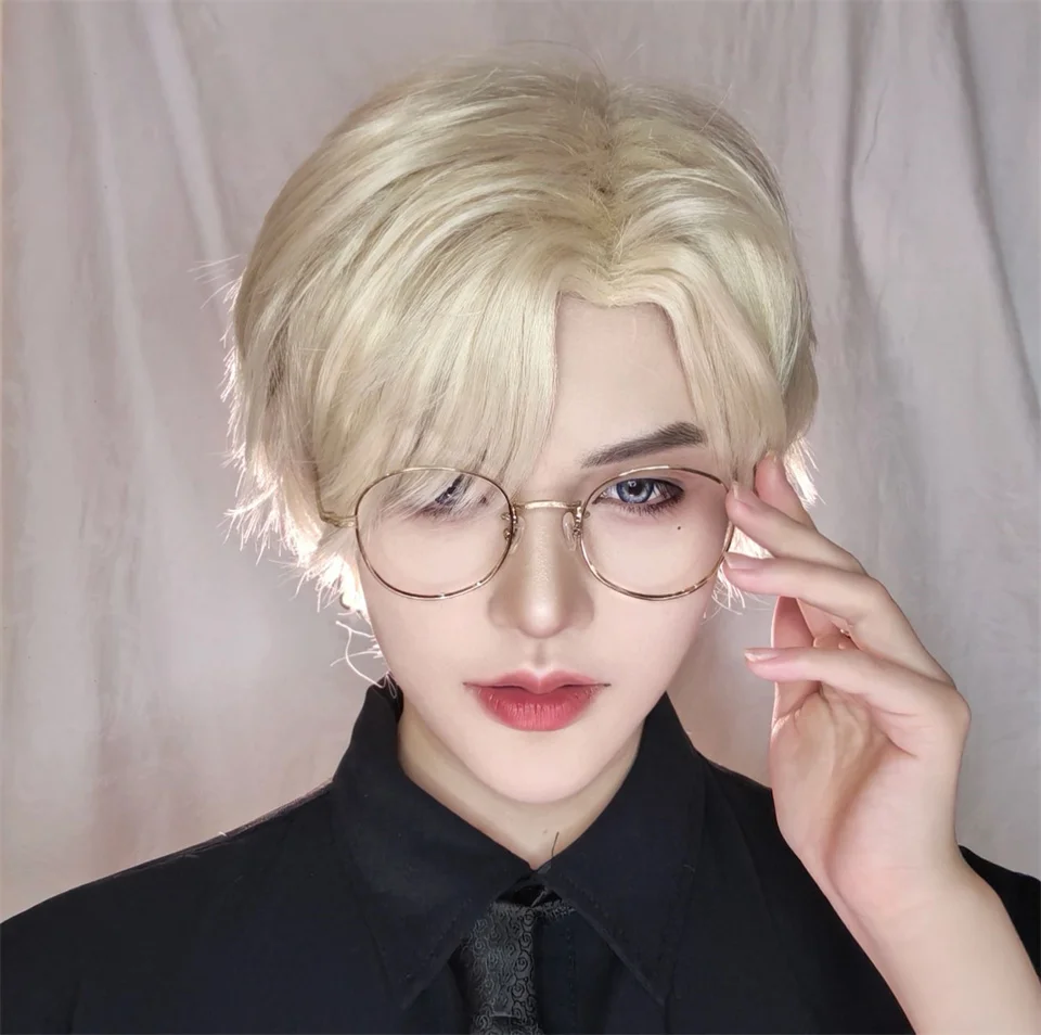 Short Straight Men's Wig Natural Fashion Hairstyle For Man Hair Daily Or Party Adjustable Size