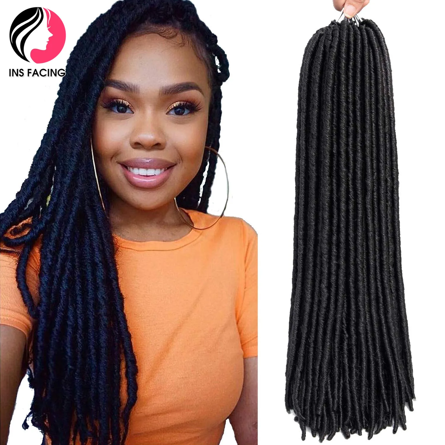 

INS FACING 18Inch Synthetic Faux Locs Crochet Braids Hair Nature Dreadlocks Hair Extensions Ombre Straight Gypsy Locs Hair