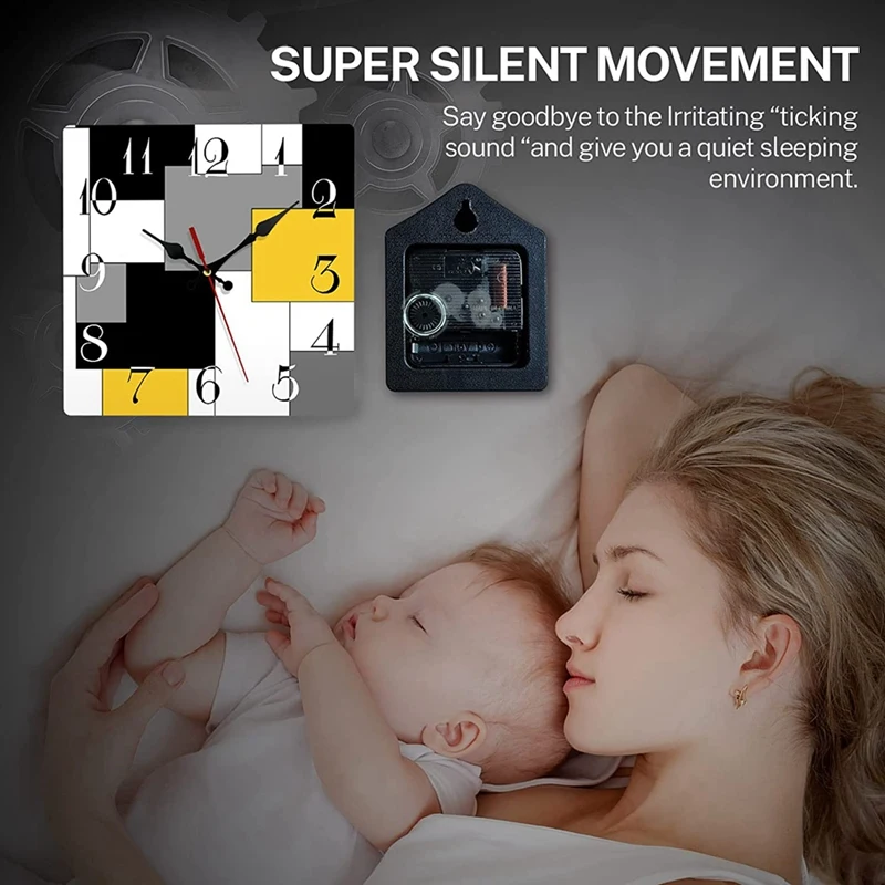 Цельные настенные часы бесшумные не тикающие абстрактные геометрические