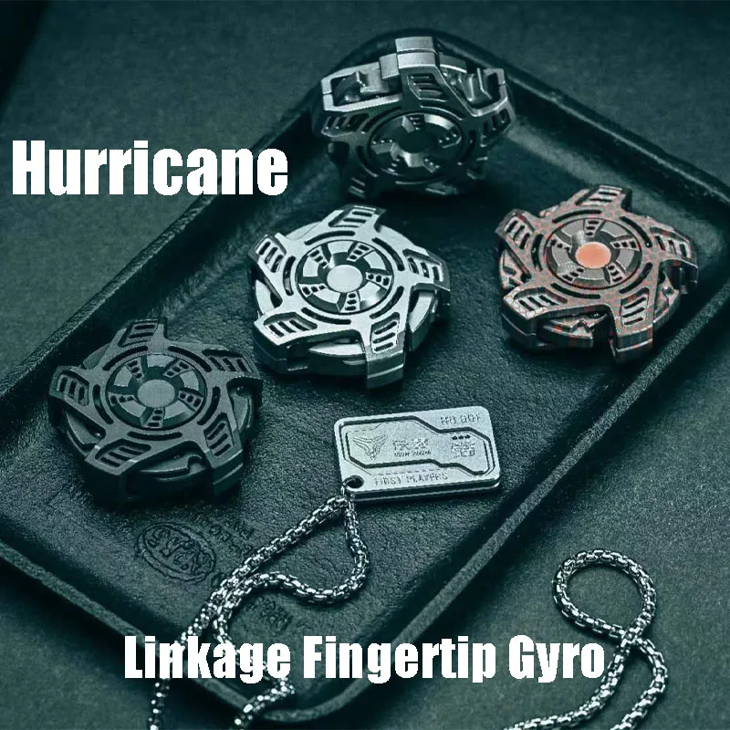 ACEdc EDC Hurricane Linkage Fidget Spinner Black Technology Finger Decompression Toy Trendy Play Push Card Papa Coin enlarge