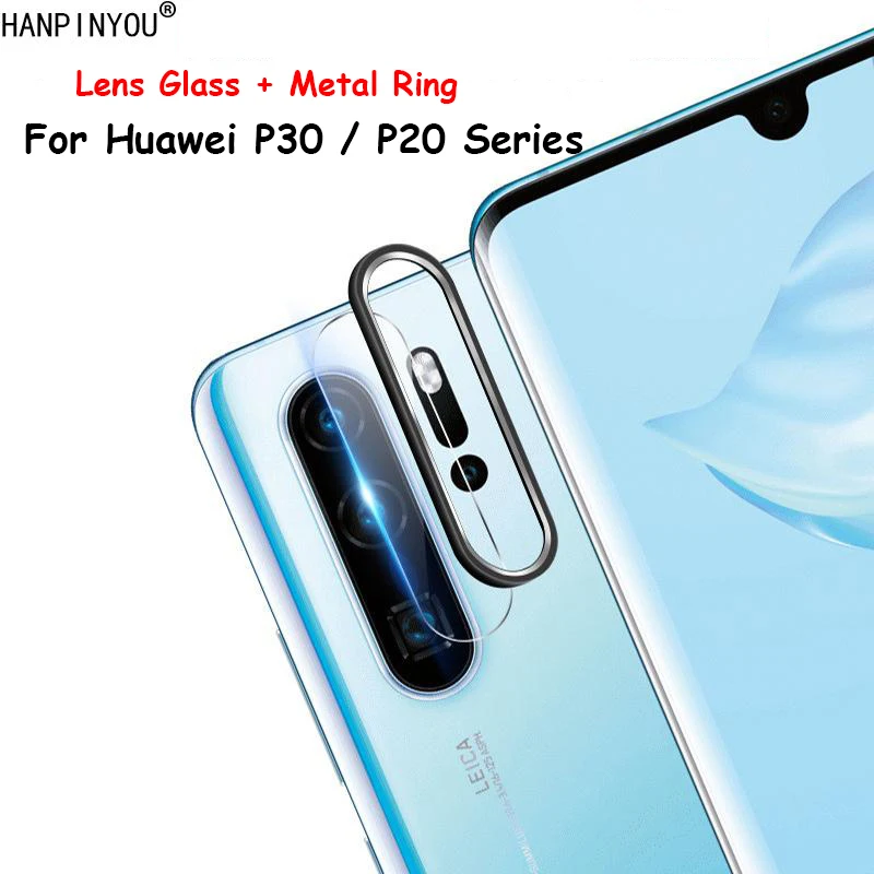 

For Huawei P30 P20 Pro P30Pro P20Pro Back Camera Metal Circle Ring Cover + Soft Ultra Thin Lens Tempered Glass Film Protector