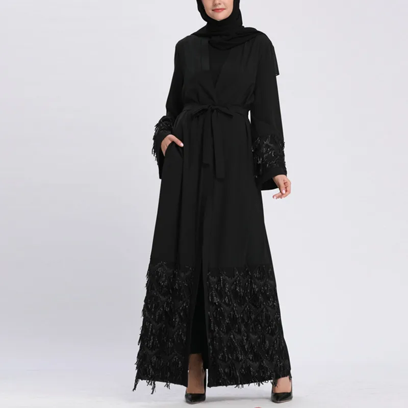 Модная Лидер продаж мусульманская абайя из сетчатой ткани с блестками Турецкая