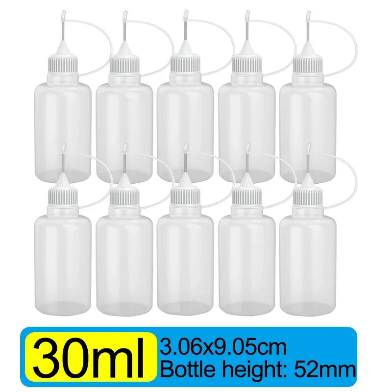 

Пластиковые сжимаемые бутылочки с наконечником 10/30/50 мл
