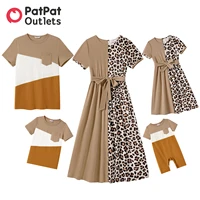 patpat family matching outfits clothing family look mother kids baby girl boy newborn leopard young children dress t shirts sets