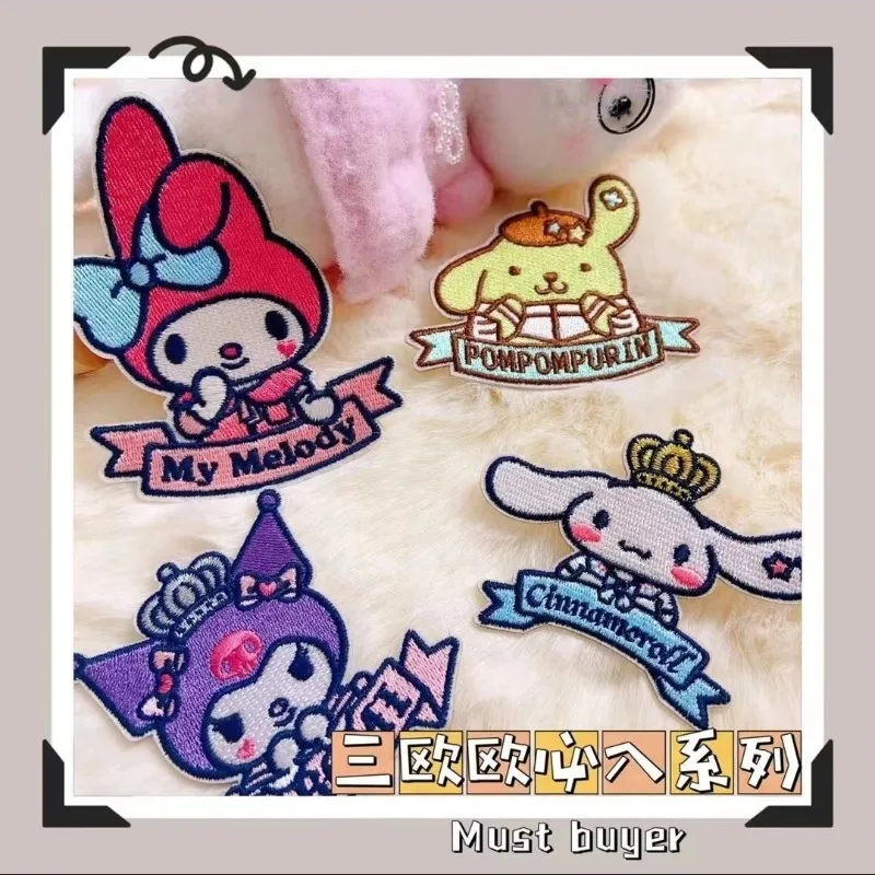 Новинка Sanrio Cinnamoroll Kuromi мультяшная Милая ткань с вышивкой патч для обуви сумки