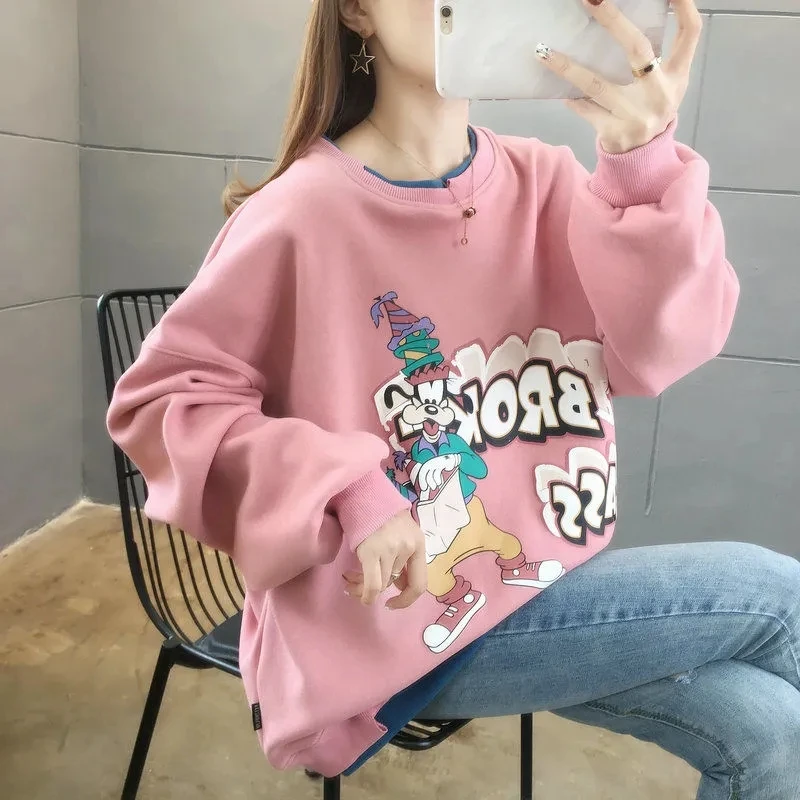

Spring Autumn New Pullover Hoodies Women Harajuku Cartoon Print Long Sleeve Thin Sweatshirt Female Clothes Streetwear Sudaderas