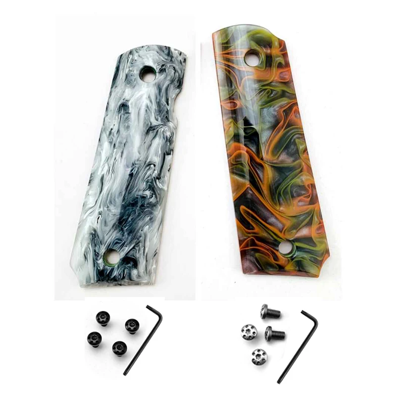 

Acrylic Material Marbling Cloud Pattern Grip Handle Patches Scales For 1911 Models With Screws Wrench DIY Make Accessories Parts