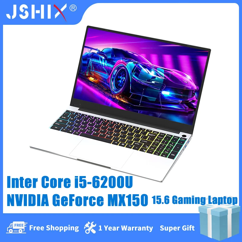 

JSHIX Gaming Laptop 15.6 Inch Intel Core i5 NVIDIA GeForce MX150 Laptops 16GB RAM DDR4 512G 1TB SSD RGB Keyboard Metal Ultrabook