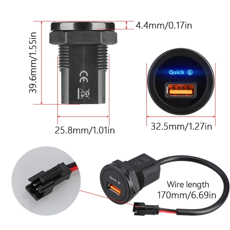 Автомобильное зарядное USB-разъем 18 Вт QC3.0 для быстрой зарядки смартфонов и