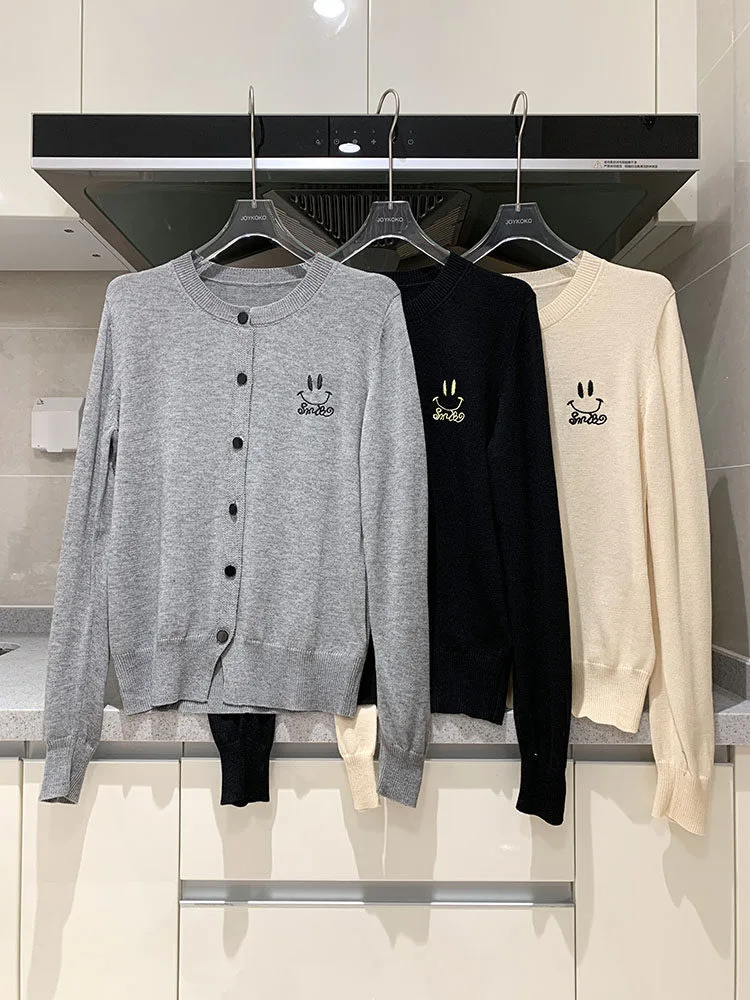 

Женский вязаный кардиган, свитер, модная куртка с длинным рукавом, Повседневный Женский кашемировый кардиган, Однотонный женский топ с круг...