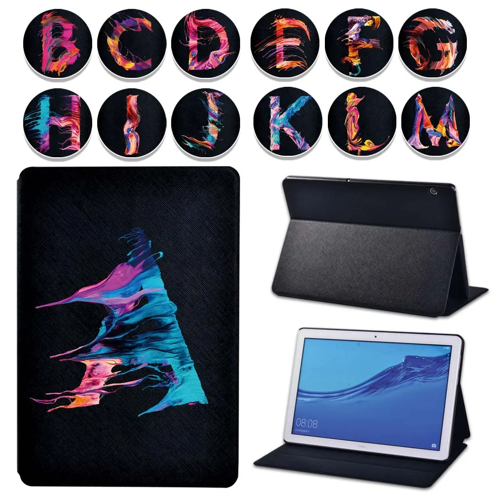 

Tablet Case for Huawei MediaPad M5 Lite 8/M5 10.8/T5 10 10.1/M5 Lite/M5/T3 10 9.6/T3 8" Flip Stand Cover Painting Letter Print
