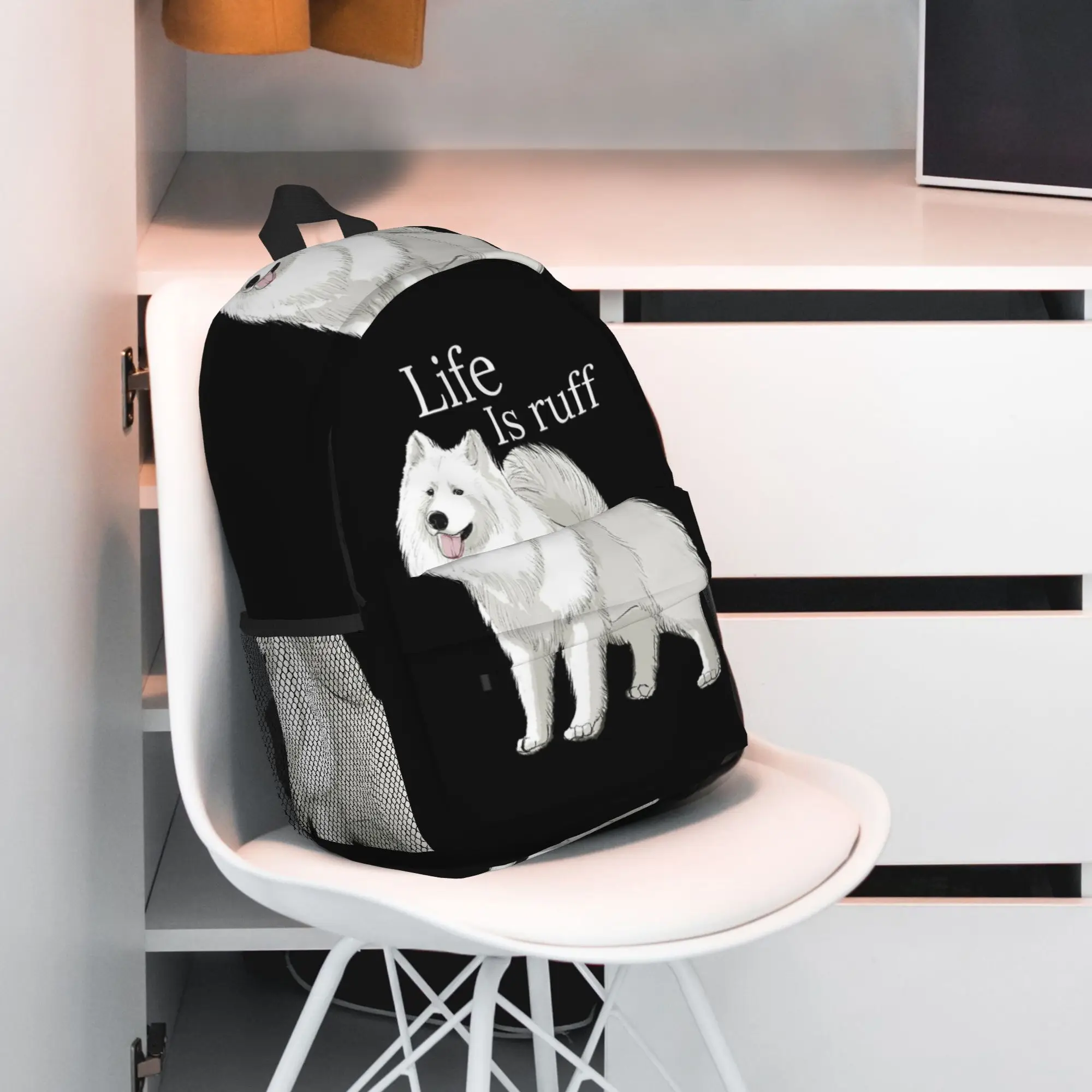 Фото Рюкзак Samoyed Life Is Ruff, хит продаж, вместительный рюкзак для мальчиков и девочек, сумка через плечо для мужчин и женщин, школьная сумка №5