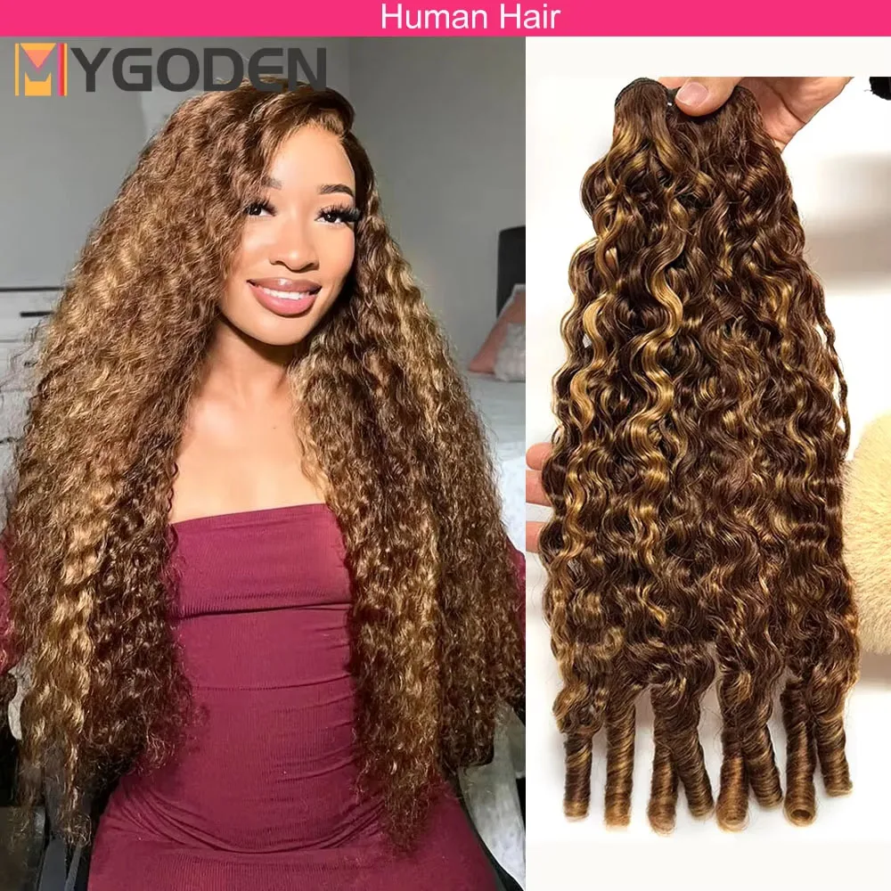 Burmese Curly Hair Bundles Human Hair Quality Highlight Deep Wave Raw Hair Bundles Double Drawn Vietnamese Hair Extension